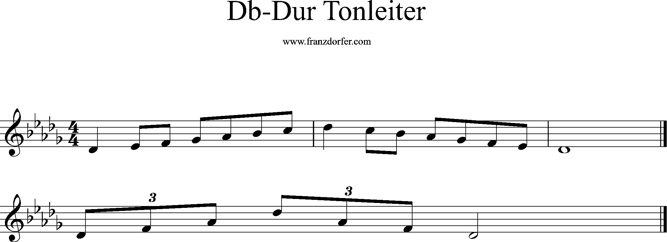 db-dur tonleiter, treble clef, db1-db2